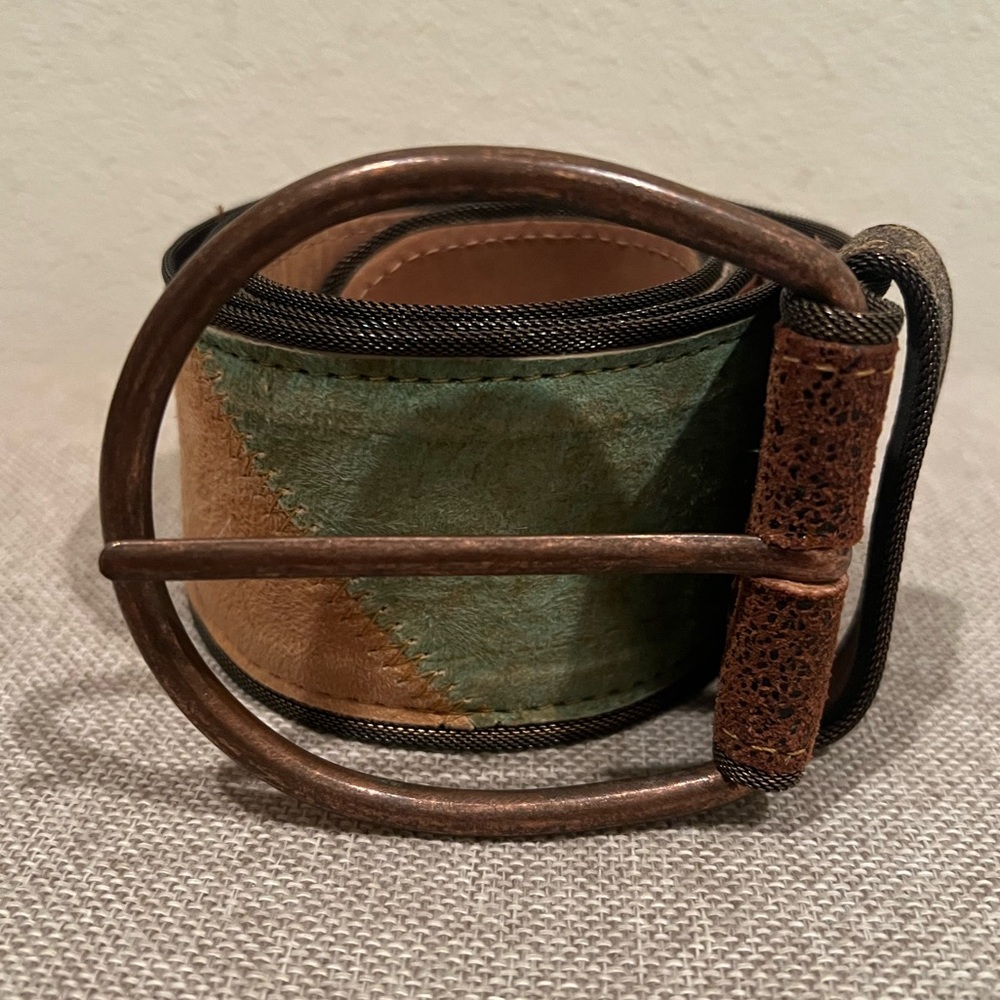 Vintage streets ahead boho hippie belt 2012 large buckle PEACE sz large leather
